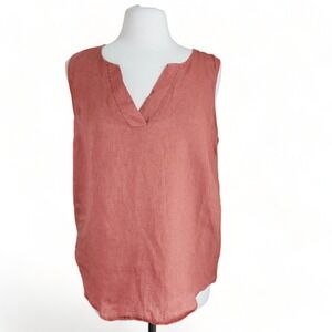 Harvé Bénard Linen Tank Top Women’s Large Rusty Pink
